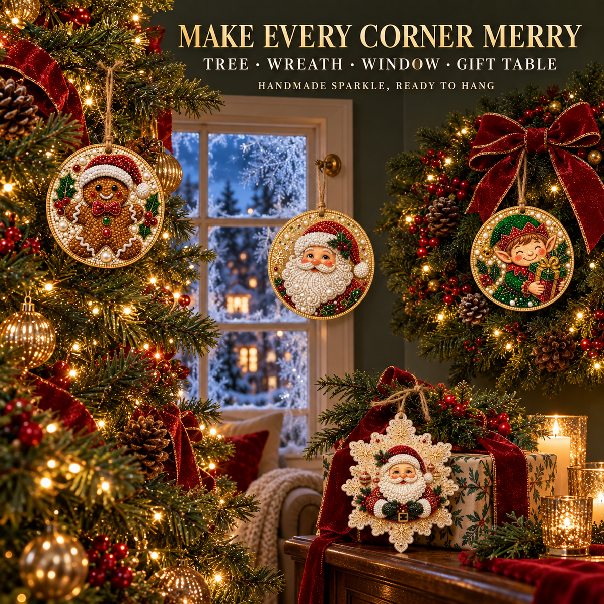 6-Piece Christmas DIY Diamond Painting Acrylic Ornament Kit