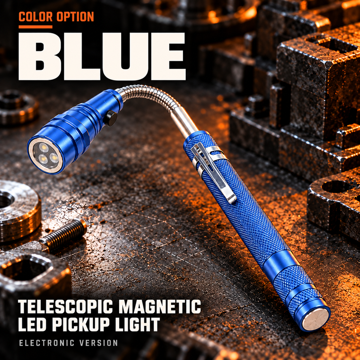 Dual-End Magnetic Telescopic LED Inspection Flashlight