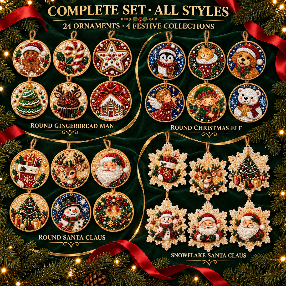 6-Piece Christmas DIY Diamond Painting Acrylic Ornament Kit
