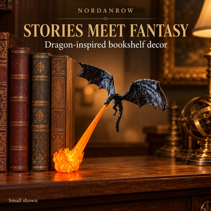 🐉 3D Printed Dragon Flame Book Nook Bring a Fire-Breathing Fantasy Dragon to Your Bookshelf