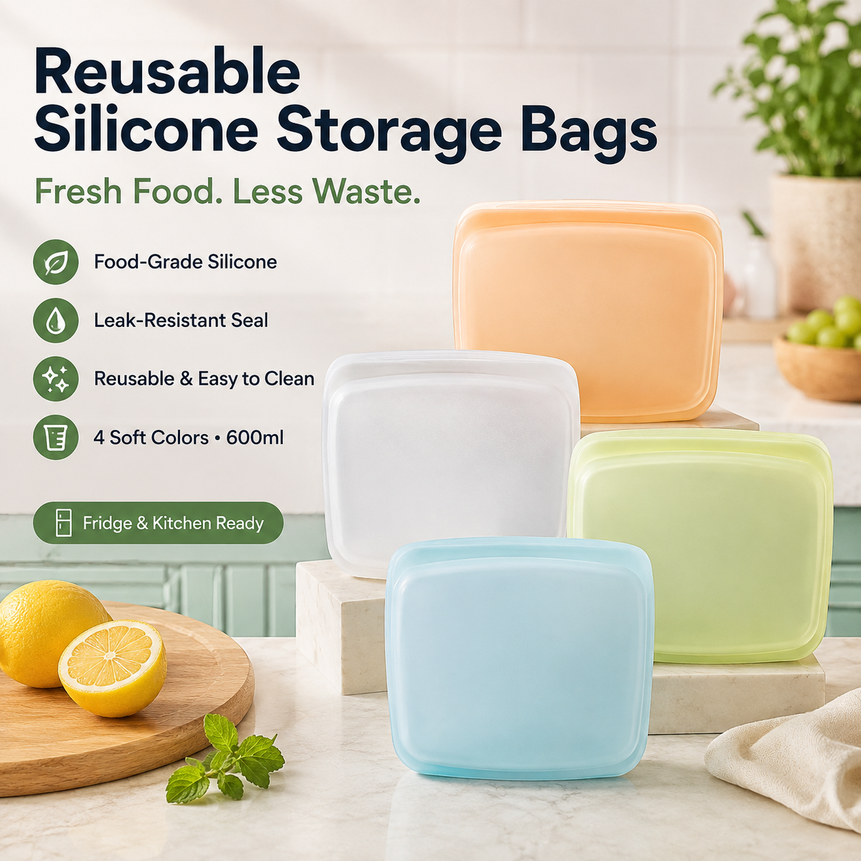 Reusable Food-Grade Silicone Storage Bag