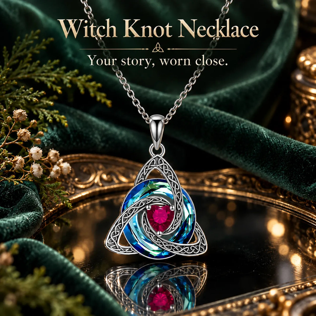 Celtic Trinity Knot Birthstone-Inspired Necklace + Free White Gift Box