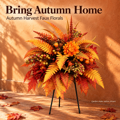 Autumn Harvest Faux Floral Arrangement – Fall & Halloween Decor