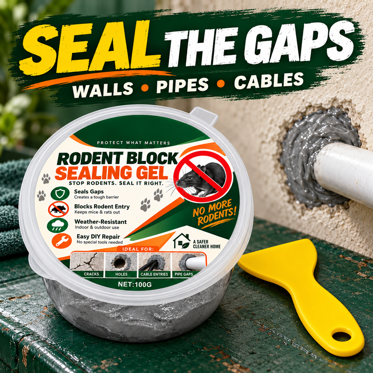 Rodent Block Sealing Gel for Wall, Pipe & Cable Gaps