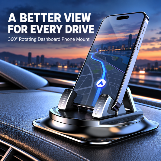 360° Rotating Anti-Slip Dashboard Phone Mount | Black