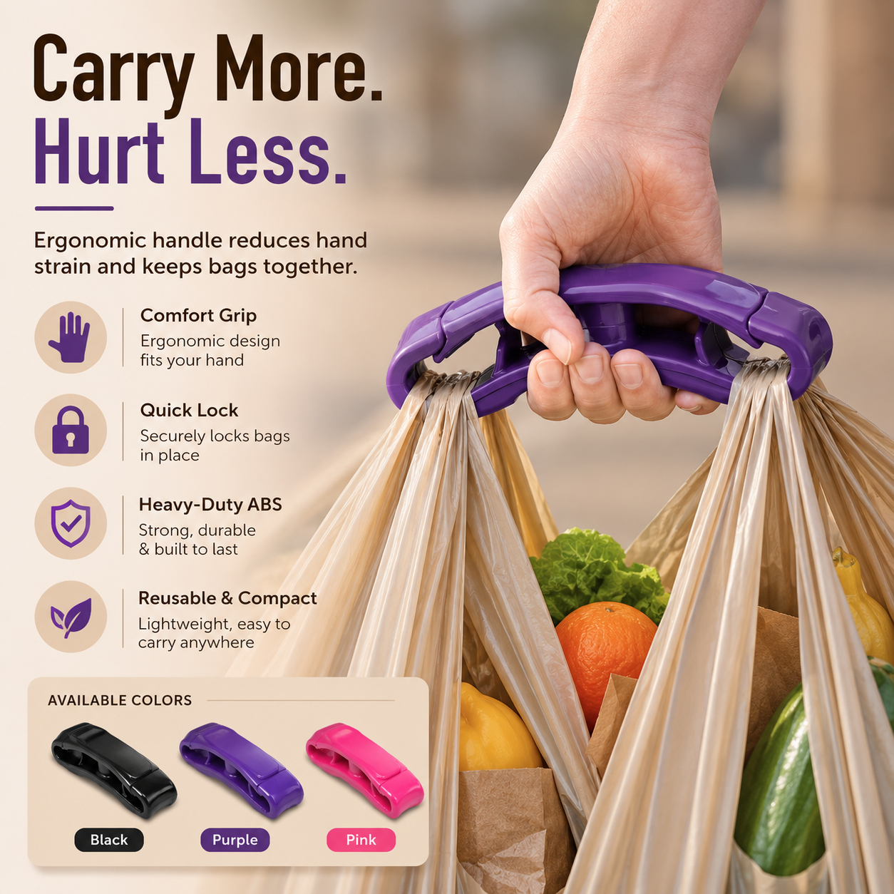 Ergonomic Grocery Bag Handle