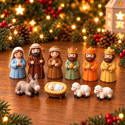✝️ Nativity Scene Keepsake Tin — Pocket-Sized Christmas Holy Family Set