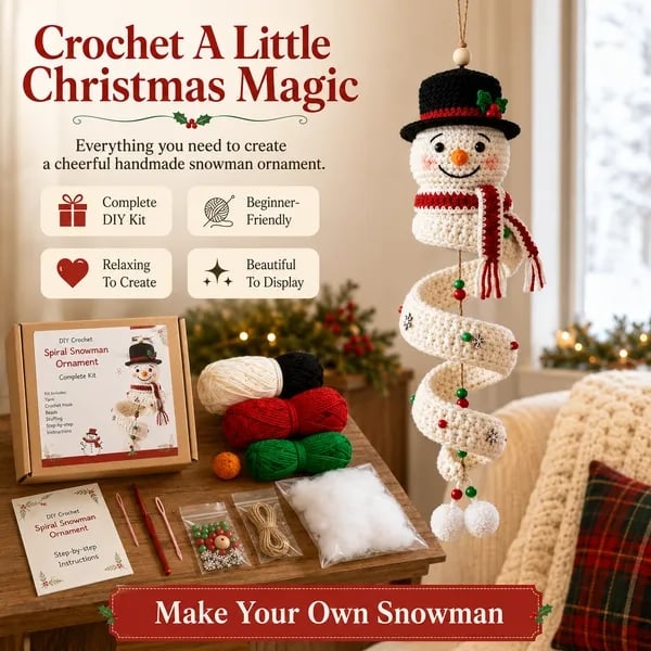 DIY Spiral Crochet Ornament Kit – Choose from 9 Seasonal Characters