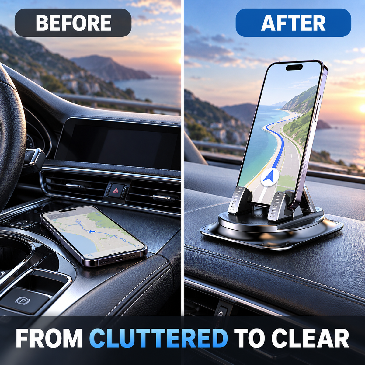 360° Rotating Anti-Slip Dashboard Phone Mount | Black