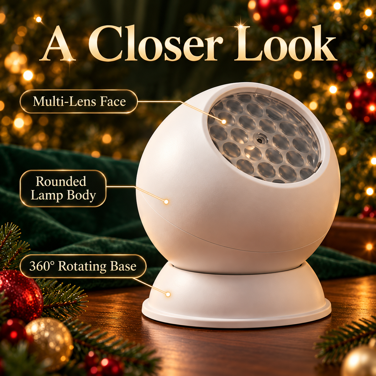 Christmas Wonder Rotating Projection Light – USB Plug-In