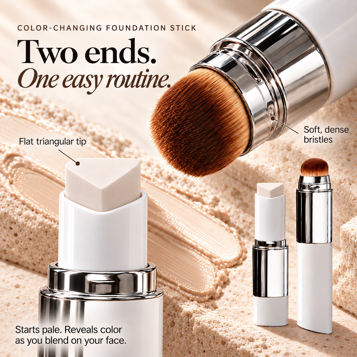 Korean 2-in-1 Color-Changing Foundation Stick