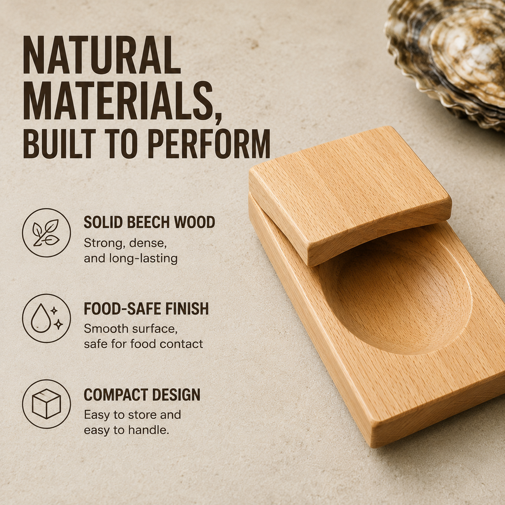 Wooden Oyster Shucking Holder – Secure Grip