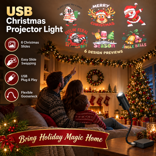 USB Holiday Projector Light – 6 Interchangeable Slides