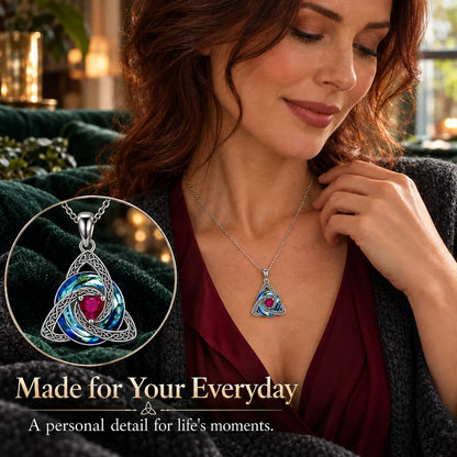 Celtic Trinity Knot Birthstone-Inspired Necklace + Free White Gift Box