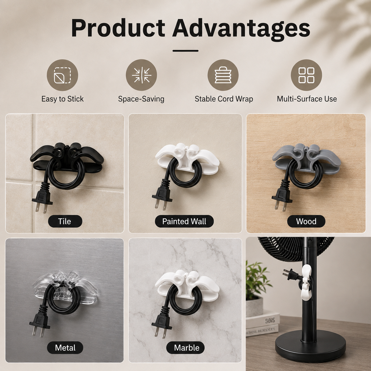 Self-Adhesive Cable Holder – Keep Cords Neat and Tangle-Free