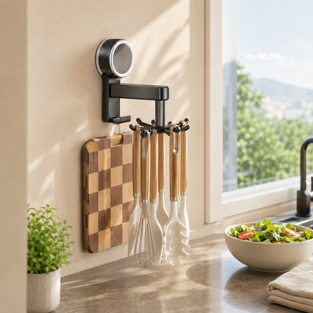 Multi-Purpose 360° Rotating Suction Hook Organizer