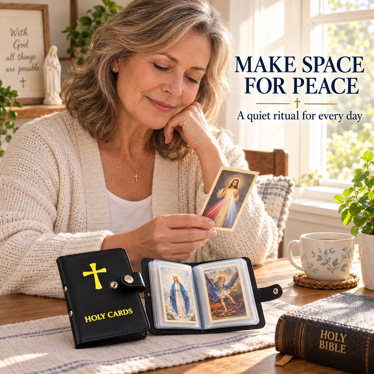 Carry the Light — Black Holy Card Holder + 54 Prayer Cards