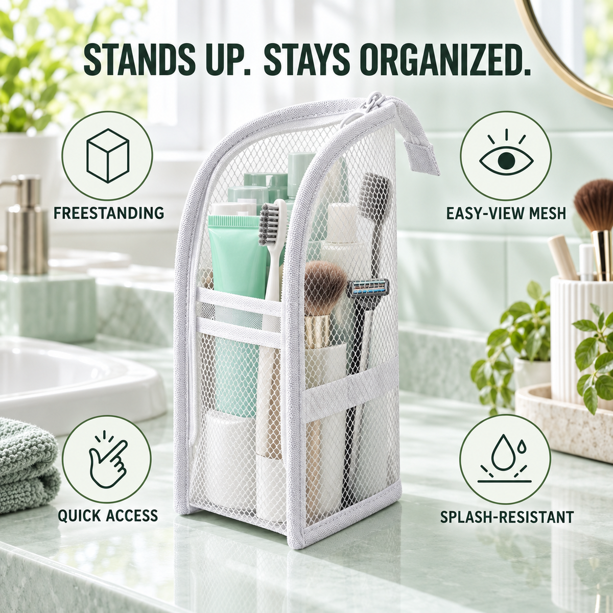 Stand-Up Travel Toiletry Organizerc