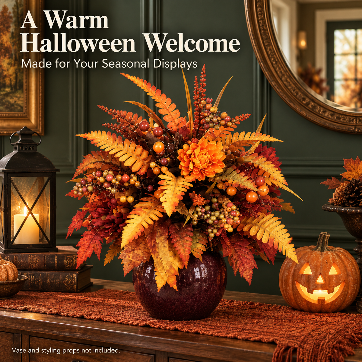 Autumn Harvest Faux Floral Arrangement – Fall & Halloween Decor