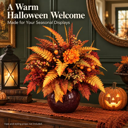 Autumn Harvest Faux Floral Arrangement – Fall & Halloween Decor