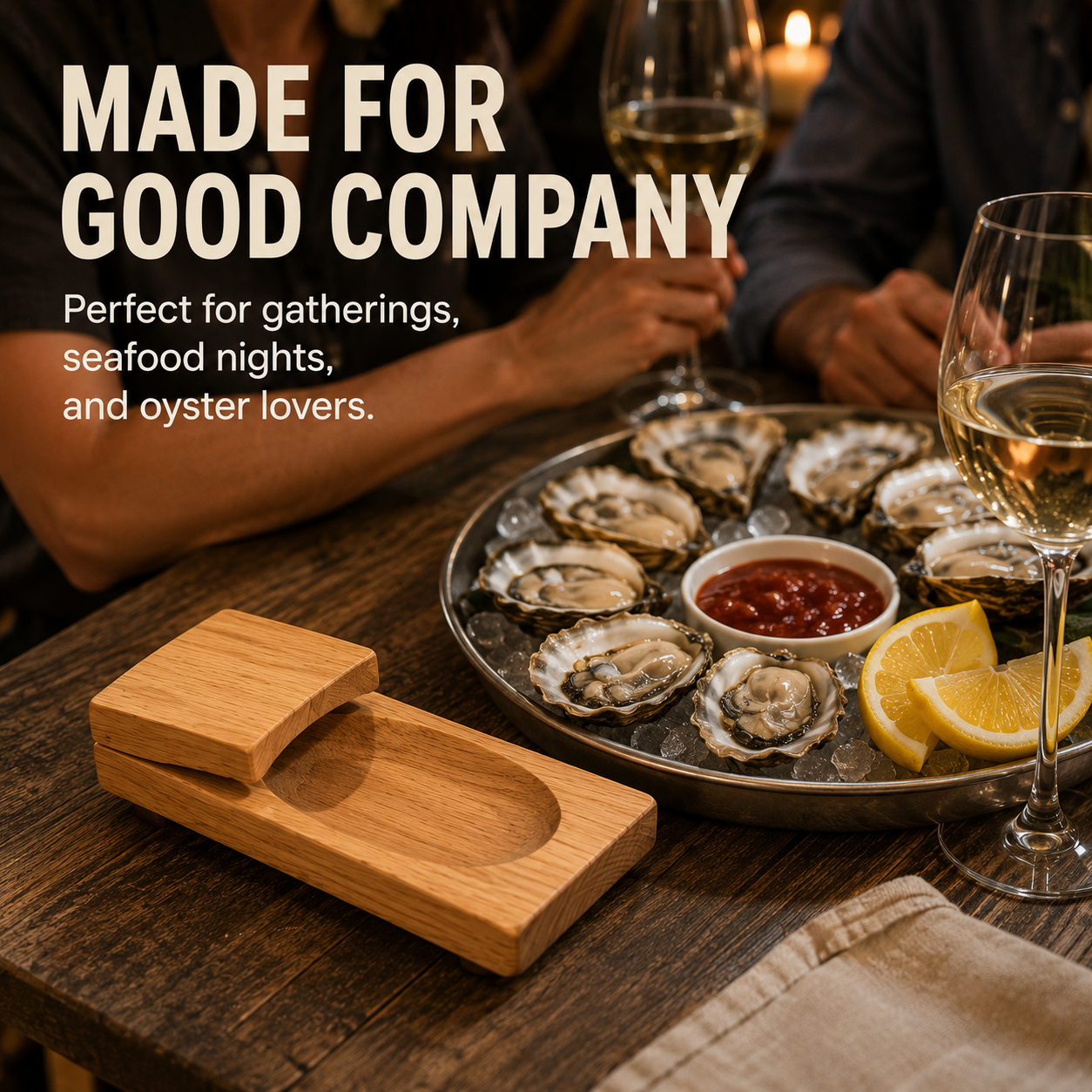 Wooden Oyster Shucking Holder – Secure Grip