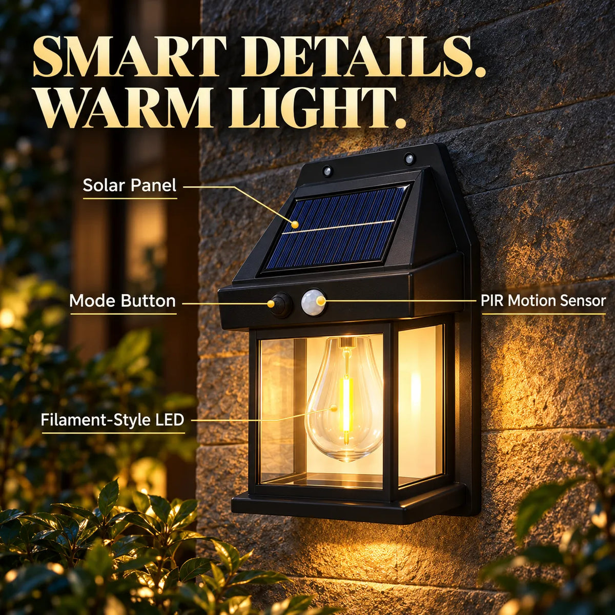 Solar Motion Sensor Wall Lantern