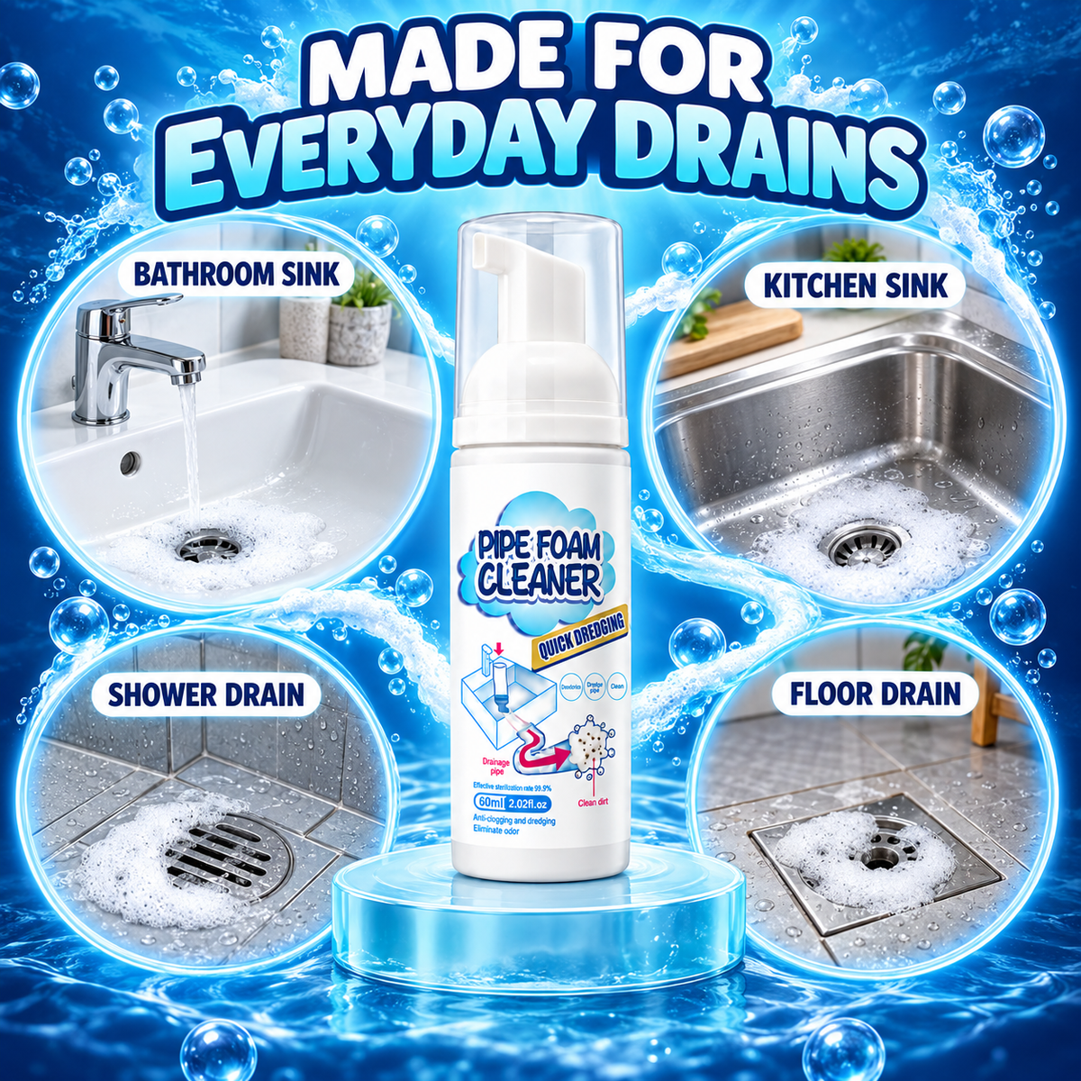 DeepReach Foaming Drain Cleaner – 60 mL