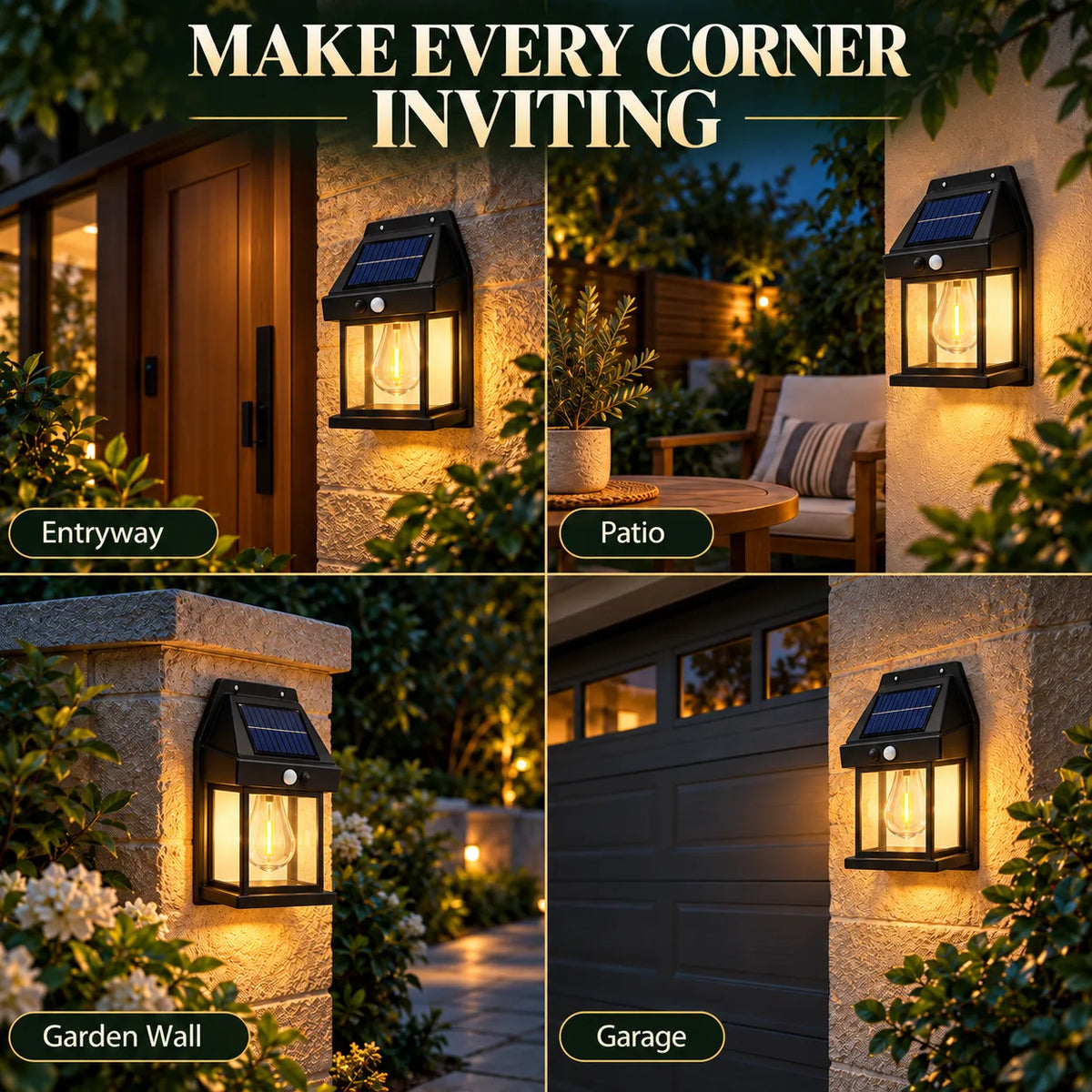 Solar Motion Sensor Wall Lantern