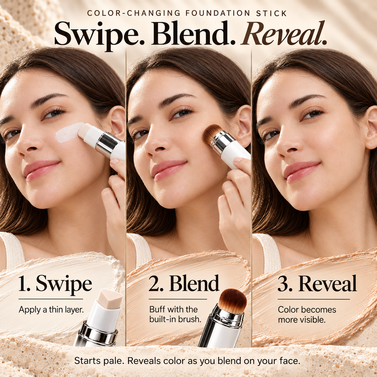 Korean 2-in-1 Color-Changing Foundation Stick