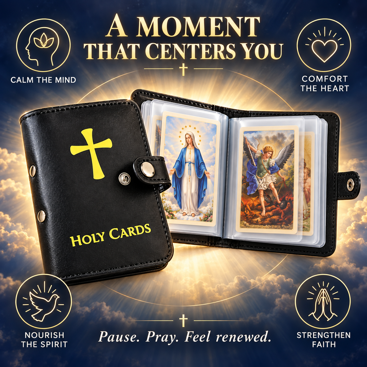 Carry the Light — Black Holy Card Holder + 54 Prayer Cards