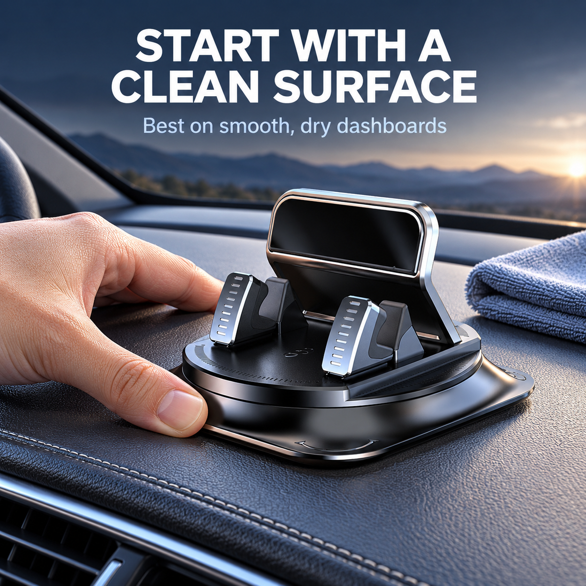 360° Rotating Anti-Slip Dashboard Phone Mount | Black