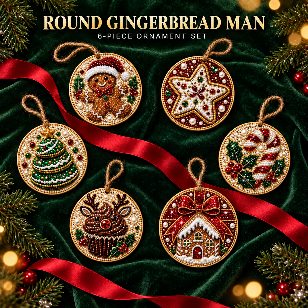 6-Piece Christmas DIY Diamond Painting Acrylic Ornament Kit