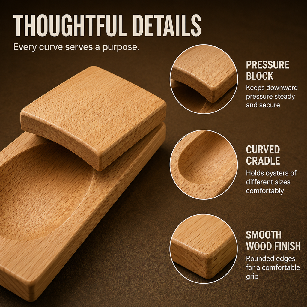 Wooden Oyster Shucking Holder – Secure Grip