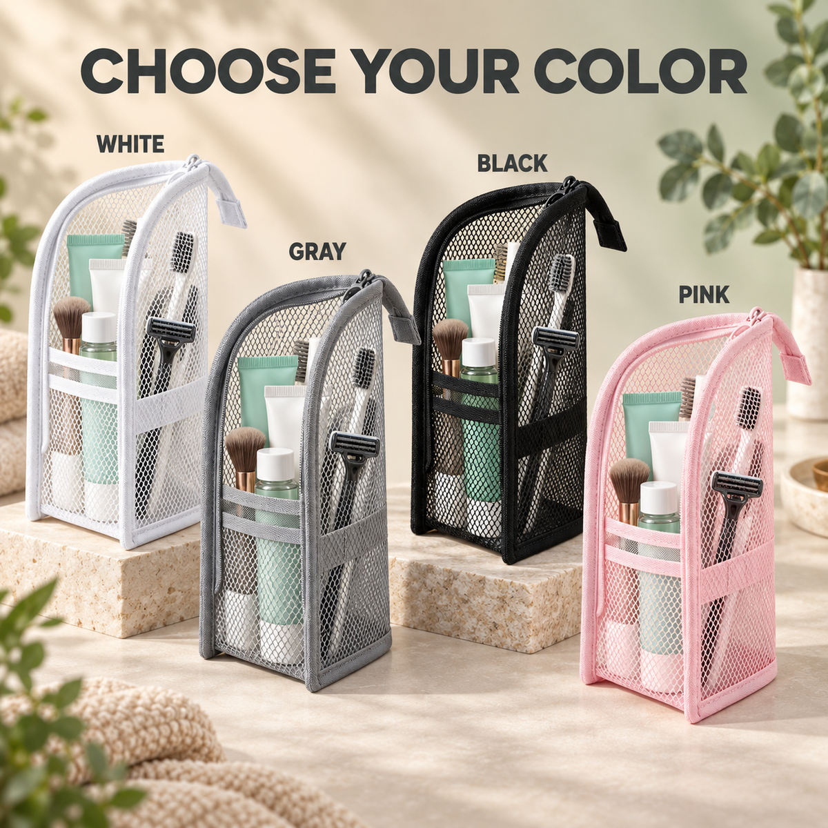 Stand-Up Travel Toiletry Organizerc