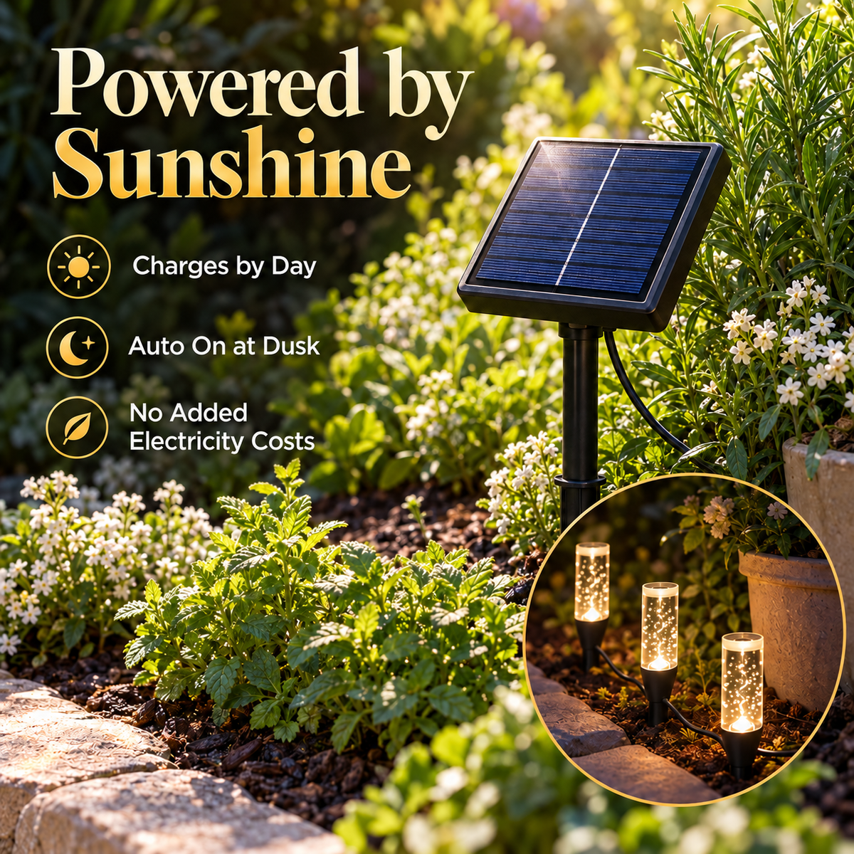 Solar Bubble Garden Lights — 10 Lights + 1 Solar Panel