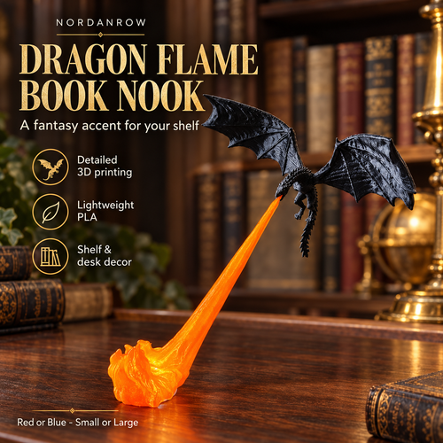 🐉 3D Printed Dragon Flame Book Nook Bring a Fire-Breathing Fantasy Dragon to Your Bookshelf