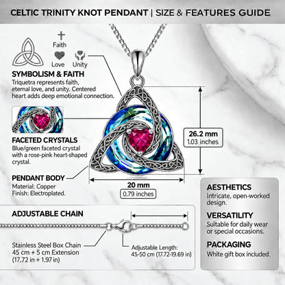 Celtic Trinity Knot Birthstone-Inspired Necklace + Free White Gift Box