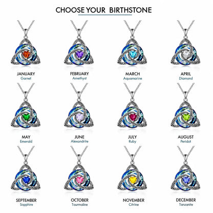 Celtic Trinity Knot Birthstone-Inspired Necklace + Free White Gift Box