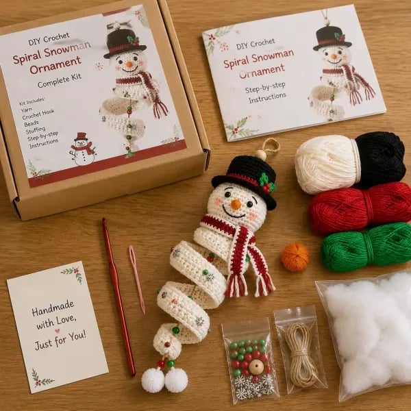 DIY Spiral Crochet Ornament Kit – Choose from 9 Seasonal Characters
