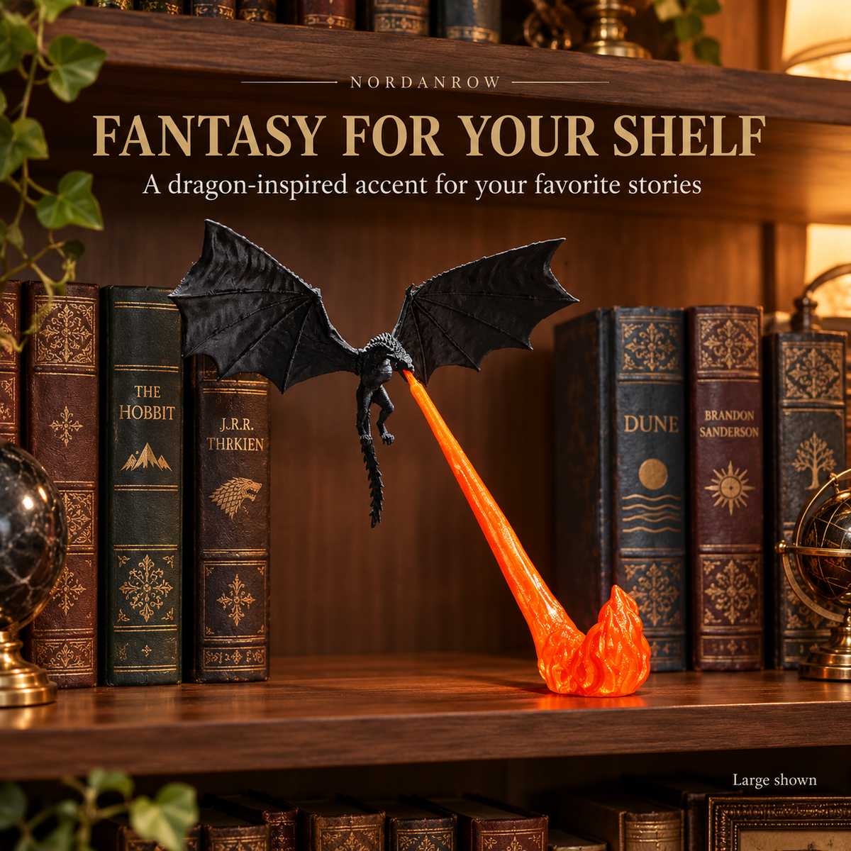 🐉 3D Printed Dragon Flame Book Nook Bring a Fire-Breathing Fantasy Dragon to Your Bookshelf