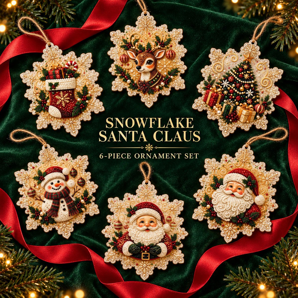 6-Piece Christmas DIY Diamond Painting Acrylic Ornament Kit