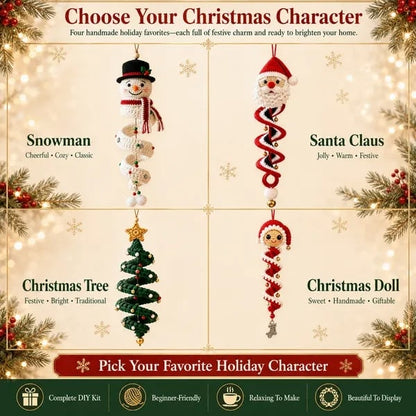 DIY Spiral Crochet Ornament Kit – Choose from 9 Seasonal Characters