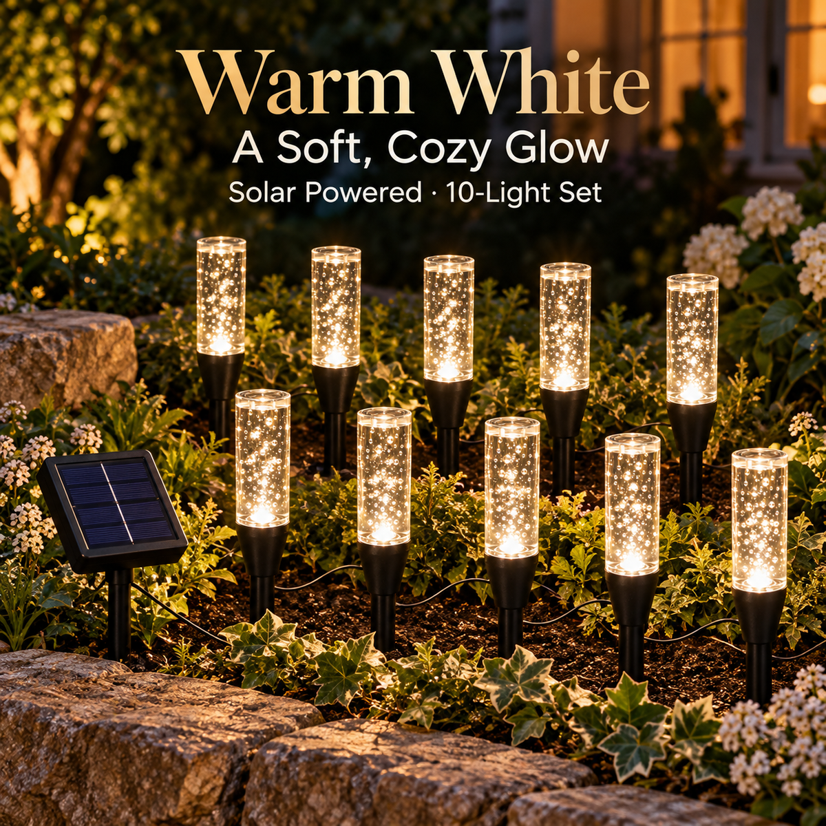 Solar Bubble Garden Lights — 10 Lights + 1 Solar Panel