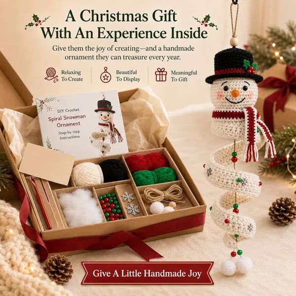 DIY Spiral Crochet Ornament Kit – Choose from 9 Seasonal Characters