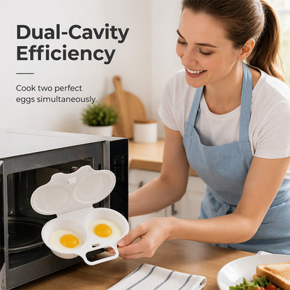 Microwave Egg Poacher – Dual-Cavity Steamer, Rapid Heating, Non-Stick PP – Ideal for Home, Office & Travel