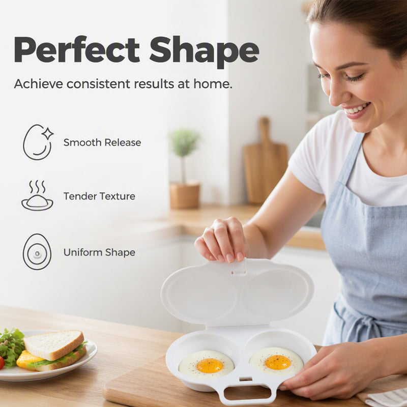 Microwave Egg Poacher – Dual-Cavity Steamer, Rapid Heating, Non-Stick PP – Ideal for Home, Office & Travel